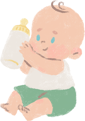 Crayon Baby Holding a Bottle