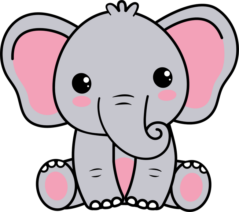 Cute Elephant, Kawaii Baby Elephant sitting